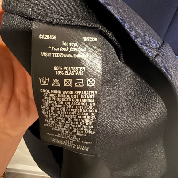 EUC Ted Baker Ayma Skater Dress | Metallic Blue Embellished Fit & Flare, Size 0 - Picture 7 of 13